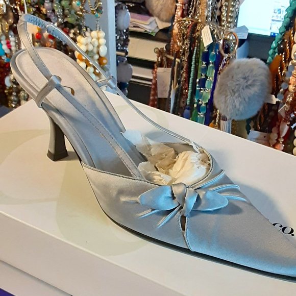 NINA GRAY SATIN SLINGBACKS SHOES DRESSY 6.5 M - Picture 1 of 4
